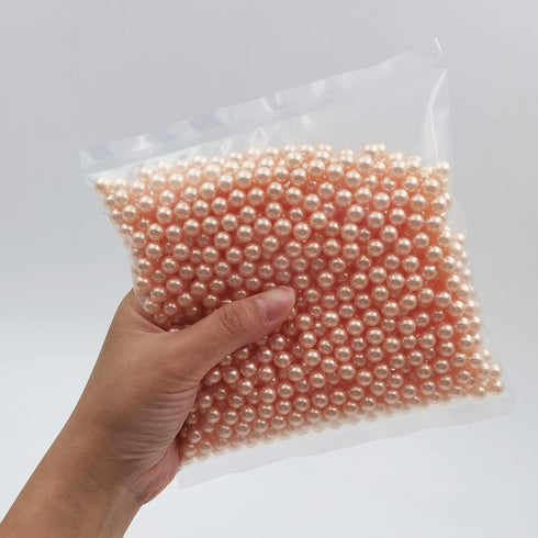 1100pcs Champagne Undrilled ABS Pearls for Vase Fillers, 8mm No Hole Makeup Beads to Hold Brush Lipstick Eyeliner, Imitation Round Pearl Beads for...