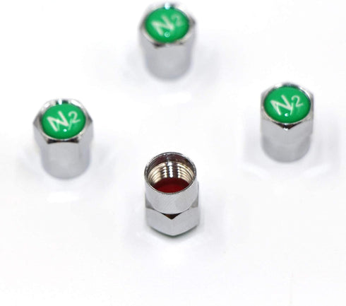 Chrome Plated Brass Valve Stem Caps N2 Nitrogen Sign Logo on The Top, 4 pcs Pack...