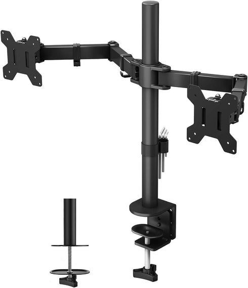 BONTEC Dual Monitor Desk Mount, Monitor Stand for 13–27 Inch LCD LED 2 Monitors, Ergonomic Full Motion Heavy Duty Double Arms Hold up to 22 lbs, V...