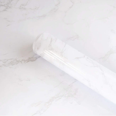 Marble Wallpaper Granite Grey/White Marble Vinyl Film Self Adhesive Wallpaper for Kitchen Cabinet Countertops Furniture Renovated Peel and Stick W...