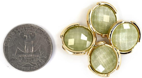 Green Beveled Cut Glass Gap Edges Sewing Shank Buttons 20 Pcs - 18mm, 23/32"...