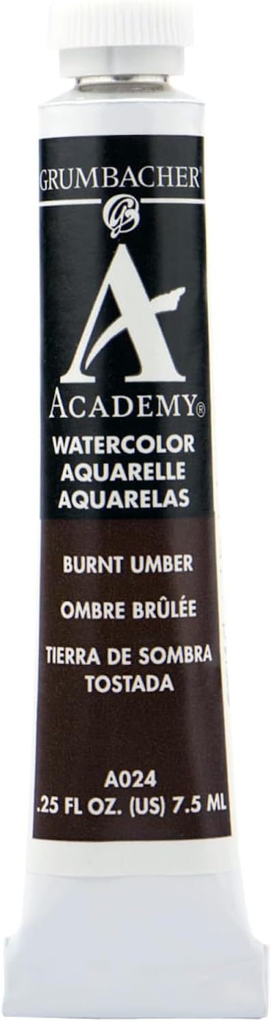 Grumbacher Academy Watercolor Paint, 7.5ml/0.25 Ounce, Burnt Umber (A024)...