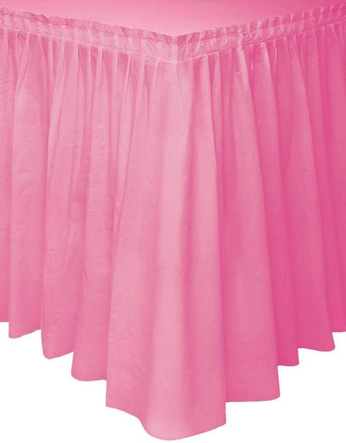 Unique Premium Hot Pink Solid Plastic Table Skirt (29" x 14 ft) Pack Of 1 - Elegant Design, Easy-to-Attach - Perfect For Parties, Weddings, & Even...