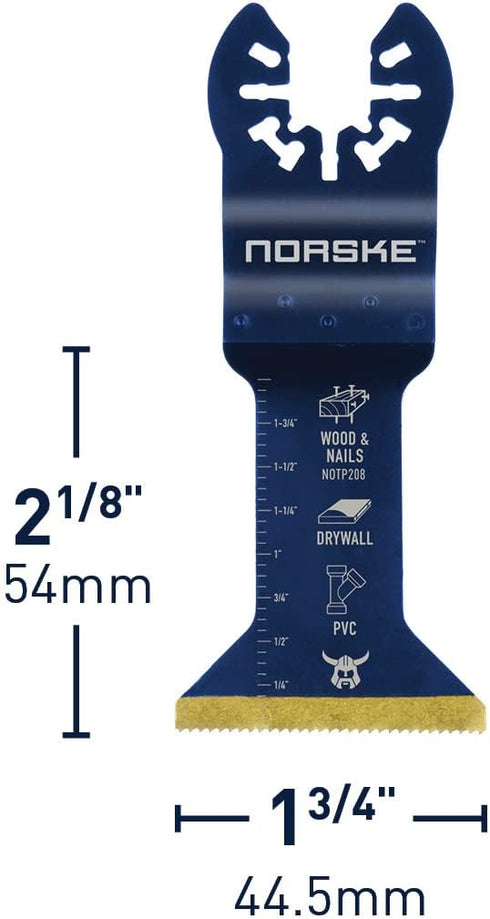 Norske Tools NOTP208 1-3/4 inch Wood & Metal Flush Cut Titanium Oscillating Multi Tool Accessory Blade,Black...