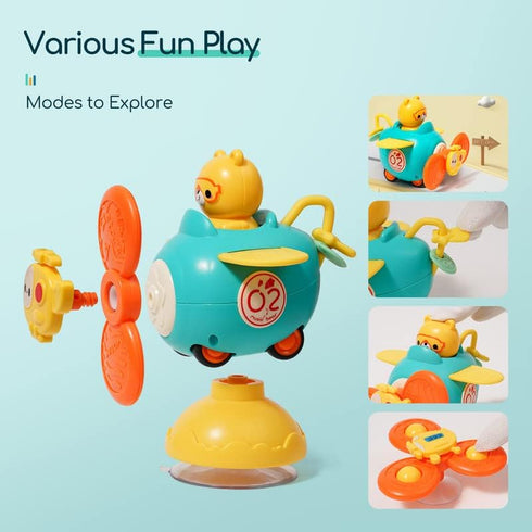 3 in 1 High Chair Toys with Suction Cups Spinner Baby Toys for Babies 6-12 Months,Infant Teething Tray Rattle Bath Toys for Babies 12-18 Months To...