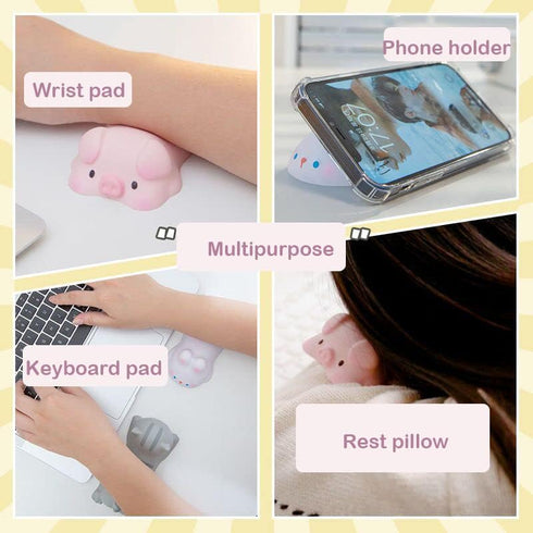 Cute Wrist Rest Support for Mouse Computer Arm Rest for Desk Ergonomic Kawaii Office Supplies Slow Rising PU Mouse Pad (Pink Pig)...