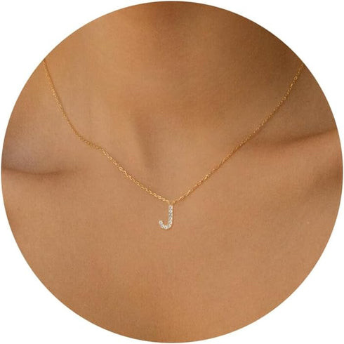 Initial Necklaces for Women, Dainty Gold Letter Necklace 14k Gold Plated Personalized CZ Initial Necklace Monogram Name Choker Necklace for Women ...