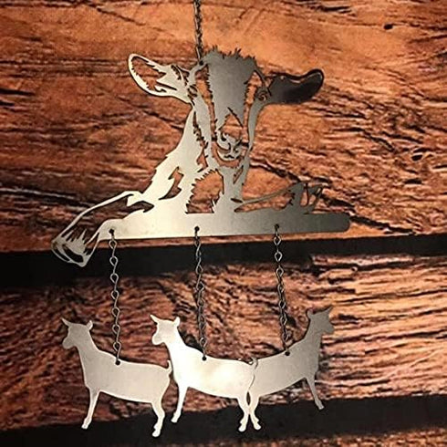 Dachshund Wind Chimes for Outside Hanging Outdoor Decor, Bird Dog Metal Wind Chimes with 4 Metal Tubes, Handworks Windchime for Garden Yard Patio ...