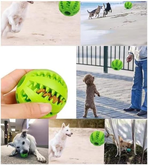 Dog Treat Toy Ball, Dog Tooth Cleaning, Toy Interactive Dog Toys, Dog Puzzle Teething Toys Ball, Pack of 2 (Red & Yellow, 2.36" 6cm)...