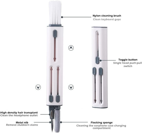 AUGEN Cleaning Pen Kit for Airpods, Multi-Function 3 in 1 Soft Brush Cleaning kit, Cleaning Pen Kit Tool for Bluetooth Earphones Case Phone Camera...