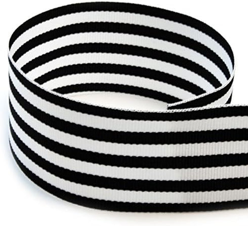 USA | American Made 2-1/4" Black & White Monarch Striped Grosgrain Ribbon - 20 Yards (Multiple Colors & Widths Available)...