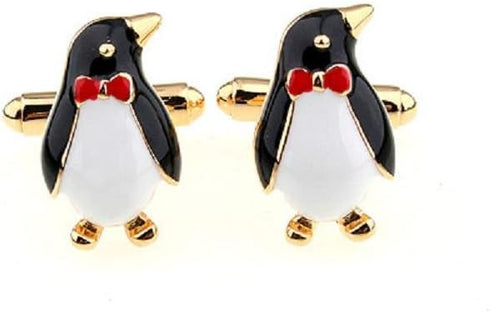 Penguin with Bow Tie Formal Pair of Cufflinks in a Presentation Gift Box & Polishing Cloth...