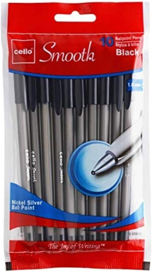 CELLO SMOOTH STICK PEN, BLACK 10 UNITS ( get from the title USD1.25 per pack)...