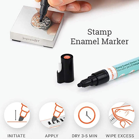 ImpressArt - Metal Stamp Enamel Marker for Metal Stamping & Engraving DIY Jewelry Acrylic Ink (Black)...