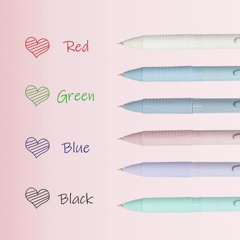 6PCS Multicolor Ballpoint Pen, 4-in-1 Smooth Retractable Ink Pens with Pen Clip, 0.5mm Fine Point Pen for Office School Supplies Students Classroo...