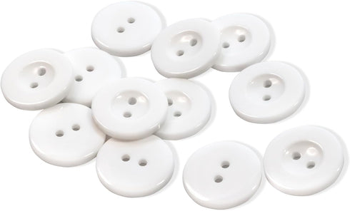 12 Pcs White Lab Coat Buttons 2 Hole White Buttons 30L Sewing Buttons 0.75 inch Uniform Buttons Decotative Buttons Glossy Plastic Buttons for Lab ...