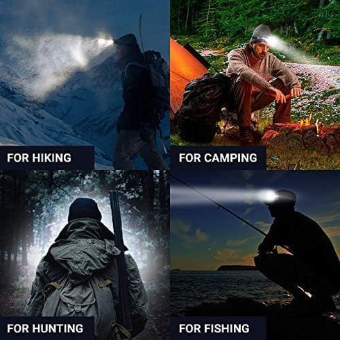 Vitchelo Black Headlamp Flashlight - Red Safety Light - 6 Light Modes - Super Bright Waterproof Adjustable Head Light - 3 AAA Batteries - Running,...