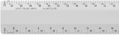Alumicolor Architect 12 inch Bevel Ruler w/Joist/Truss Scale for Drawing, Drafting & Engineering, Calibrations Divided by (3/32, 3/16), (1/8, 1/4)...