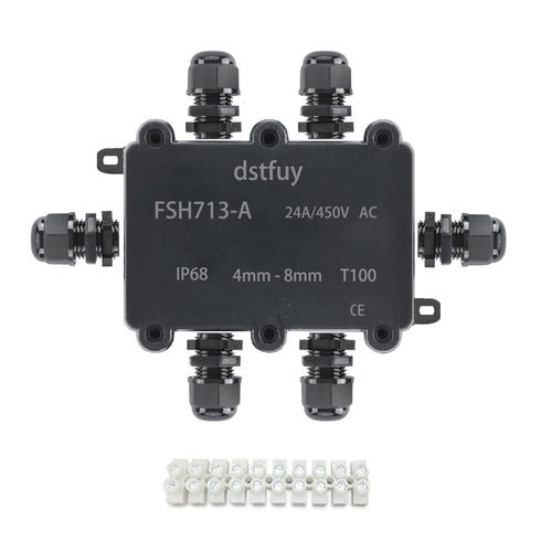 Electrical Junction Box,ABS Waterproof IP68 Electrical Boxes.with 24A Barrier Terminals Electric Junction Project Box for 4-8mm Dia Wire.Outdoor E...