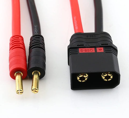 SoloGood 2pcs QS8 Charge Lead QS8 to 4mm Bullet Banana Connector Plug Charger Cable Lead 10AWG Silicone Wire Cable for FPV RC Power Supply......