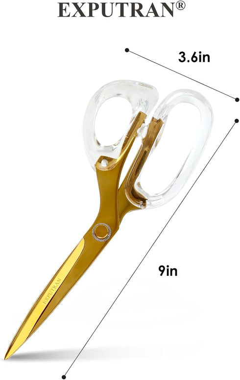 Acrylic Scissors 9-Inch, Clear Acrylic Handle & Gold Stainless Steel Scissors for Office, Home & Sewing Use, Office Supplies and Accessories...
