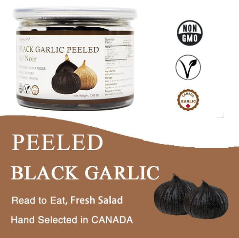 Orgnisulmte Peeled Black Garlic Cloves Fermented for 90 Days,Ready to Eat Non-GMO 7.05 Oz...