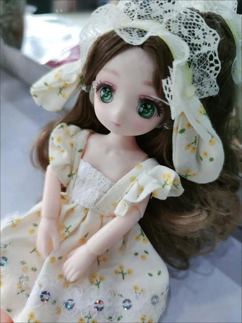 Anime BJD Doll 1/7 SD Dolls 9 Inch 18 Ball Jointed Doll DIY Toys with Clothes Outfit Shoes Non-Adjustable Hair Makeup,Best Gift for Girls Kids Chi...