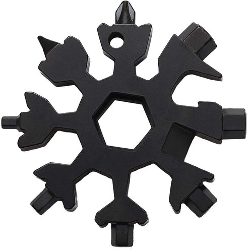 18-in-1 Snowflake Multi-Tool Screwdriver, Stainless Steel 18-1 Multitool Snow Tool (Black)...