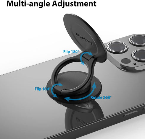Phone Ring Holder, Phone Grip Holder Finger Kickstand, Foldable & Adjustable Metal Cell Phone Rings Gripper Stand Work with Magnetic Car Mount for...