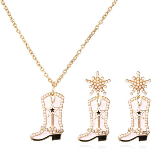 Handmade Western Cowgirl Beaded Cowboy Boot Drop Dangle Earrings Snowflower for Women Wedding Party Fancy Dress Costume Christmas Jewelry...