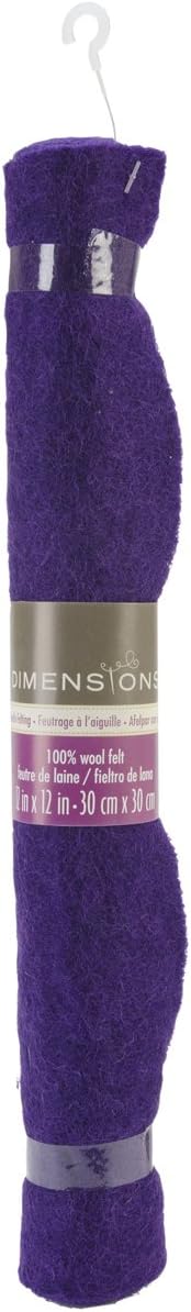 Dimensions Needle Felting Flat Felt Purple Roll Wool, 12'' x 12''...