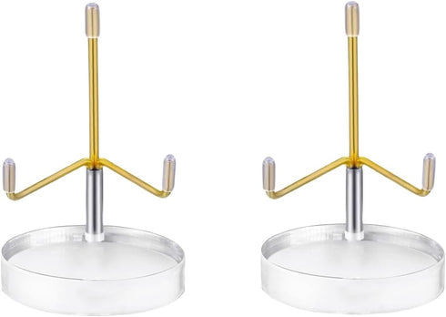 2 Pcs Acrylic Easel Stand Plate Display Stand with Adjustable Metal Arm Round Easel Display Stands for Crystals Fossil Minerals Gemstones(2.75x2.7...