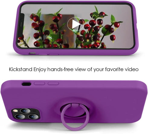 MOCCA Compatible with iPhone 12 Pro Max Phone Case 6.7 inch with Ring Kickstand | Super Soft Microfiber Lining | Anti-Scratch Full-Body Shockproof...