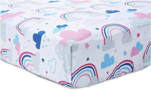 Funhouse Let's Chase Rainbows 4 Piece Toddler Bedding Set – Includes Comforter, Sheet Set – Fitted + Top Sheet + Reversible Pillowcase for Girls B...