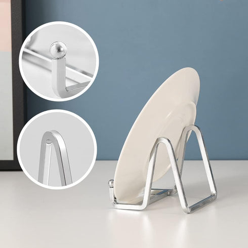 Plate Holder Easel Display Stand - 3 inch Metal Plate Stands for Display - Tabletop Picture Stand - Silver Iron Easels for Display Pictures | Phot...