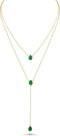 Long 18K Gold Plated Layered Emerald Pendant Necklace For Women, Dainty Birthstone Necklace, Statement Necklace Jewelry Gifts....