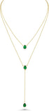 Long 18K Gold Plated Layered Emerald Pendant Necklace For Women, Dainty Birthstone Necklace, Statement Necklace Jewelry Gifts....