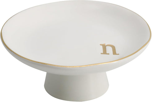 COLLECTIVE HOME - Ceramic Jewelry Tray, Decorative Monogram Jewelry Dish, Luxurious Trinket Tray with High Base, Birthday Mother's Day for Women (...