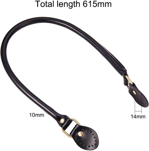 PH PandaHall 2pcs Leather Purse Handles 24.2” Sew On Bag Handles Purse Replacement Strap Black PU Leather Handbag Strap for Purses Handbag Shoulde...