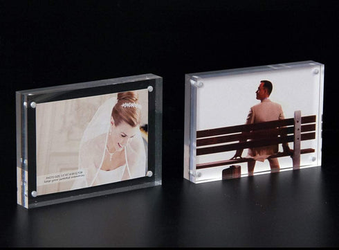 Clear Acrylic Photo Frame,Magnetic Perspex Picture Holders Table Standing Double Side Displays (2.5x3.5)...