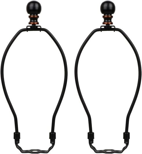 8 Inch Lamp Harp, 2 Set Black Lamp Shade Harp Holder with Finial, DIY Detachable Replacement Lampshade Adapter Harp Bracket Hardware for Table & F...