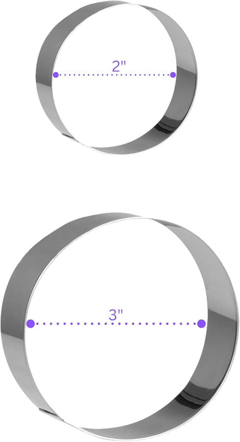 Bakerpan Stainless Steel Round Cookie Cutter Set, Circle Cookie Cutters, Biscuit Cutters (2 Inch & 3 Inch)...