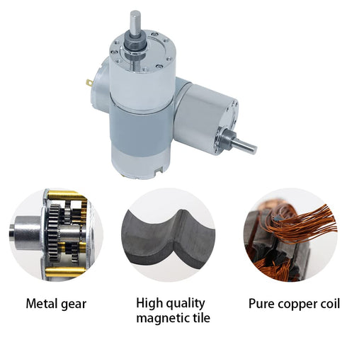555 High Torque Micro Brush DC Motor Low Speed Gear Reduction Motor Eccentric Shaft Gearbox Diameter 37mm High Torque All Metal Gear Electric Micr...