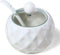 Ceramic Sugar Bowl, Kitchenexus Modern Porcelain Sugar Bowl with Glass Clear Lid and Spoon 8.8oz/250ml in White Rhombus Shape, Suit for Coffee Bar...