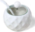 Ceramic Sugar Bowl, Kitchenexus Modern Porcelain Sugar Bowl with Glass Clear Lid and Spoon 8.8oz/250ml in White Rhombus Shape, Suit for Coffee Bar...