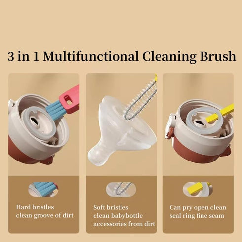 3 in 1 Cup Lid Gap Cleaning Brush, Multifunctional Insulation Bottle Crevice Cleaning Brush, Cup Lid Brush Cleaner for Cleaning Tumbler Cup, Narro...