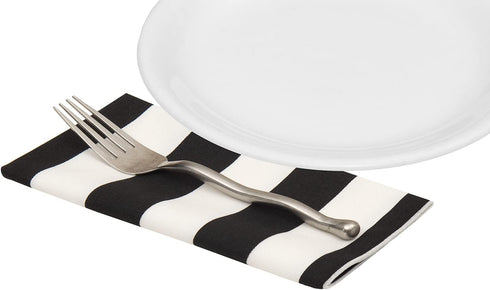 Black and White Table Linens, Cloth Napkins 18" Dinner 100% Cotton Wedding Table Decor, Summer Party, Use with Black or White Tablecloth Pk 4...