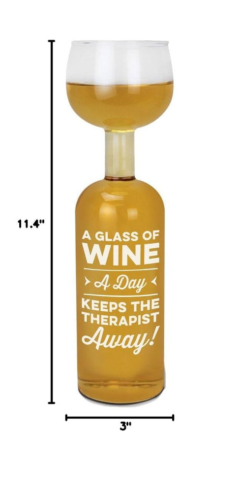 BigMouth Inc. Wine Bottle Glass - “A Glass Of Wine A Day Keeps The Therapist Away”, Large Wine Glass, 750 ml...