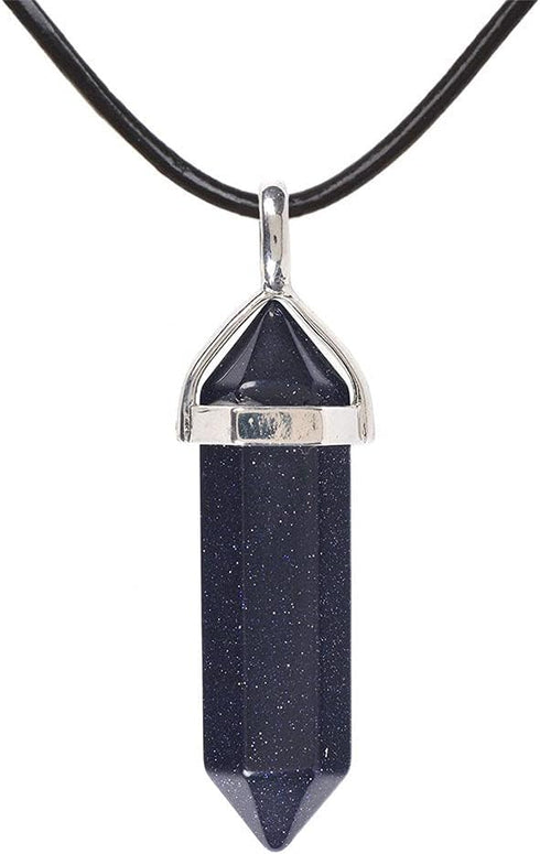 Justinstones Natural Gemstone Hexagonal Pointed Reiki Chakra Pendant Genuine Leather Necklace 18"...
