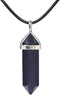 Justinstones Natural Gemstone Hexagonal Pointed Reiki Chakra Pendant Genuine Leather Necklace 18"...